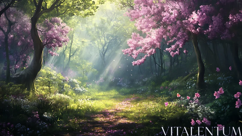 Luminous Bloom Cathedral: Where Light Whispers Through Pink Petals.