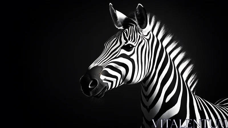 Monochrome muse zebra crowned in studio spotlight silence.