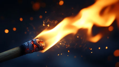 A Burning Match Ignites with Fiery Intensity