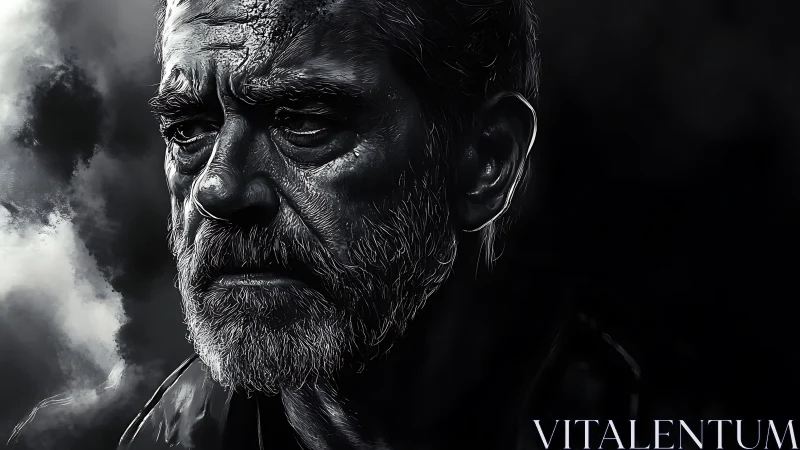 Monochrome digital portrait studies age, tension and texture