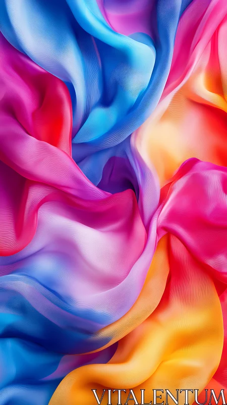 Chromatic silk folds render fluid motion in vibrant gradients