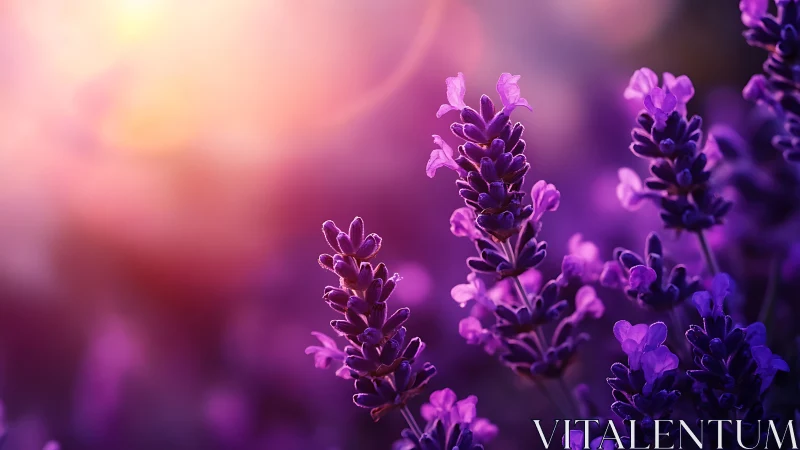 Purple lavender flowers with soft focus background.