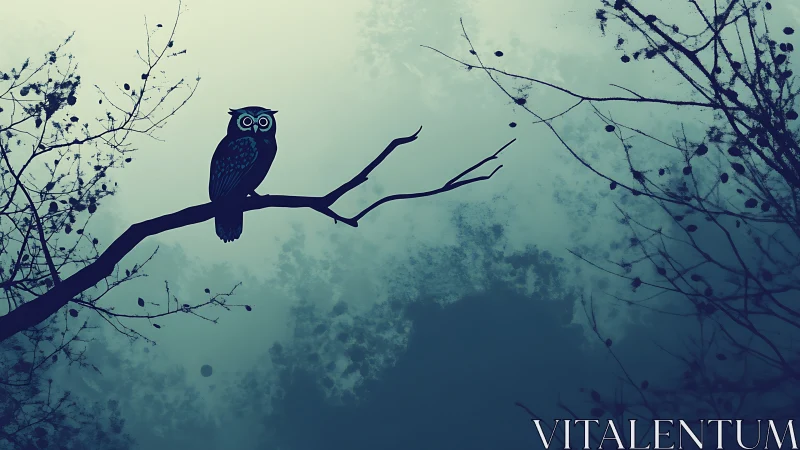 Nocturnal owl silhouette studies atmospheric negative space