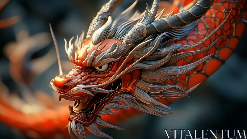 Fiery dragon guardian swirling through shimmering light.