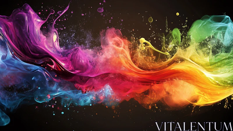 Swirling rainbow colors dancing across a dark canvas.