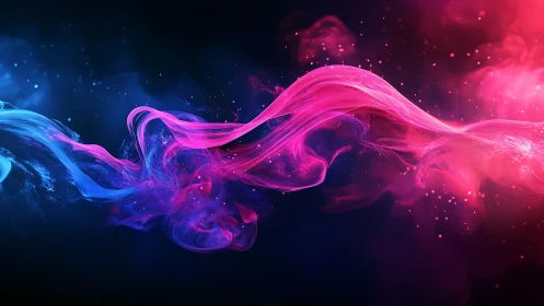 Bicolor neon fluid wave with luminous magenta and cyan wisps