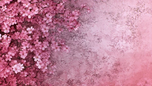 Floral Decay Against Weathered Pink Surface.