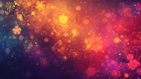 Abstract floral light field in warm and cool spectrum tones.