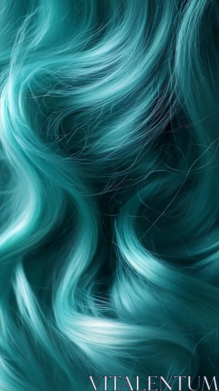 Close-up of teal wavy strands in soft directional light.
