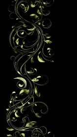 Glowing green vine curls drifting through midnight black.