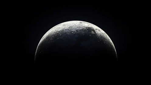 Half-lit lunar crescent rising from velvet cosmic hush.