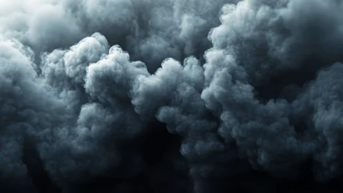 Brooding storm clouds curl and billow in dramatic motion