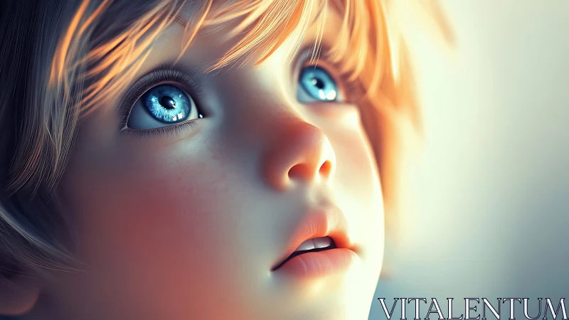 Luminous Wonder: A Child's Radiant Gaze.