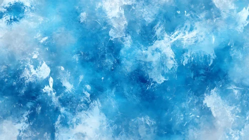 Abstract blue ice texture with frosty brush strokes, digital art.