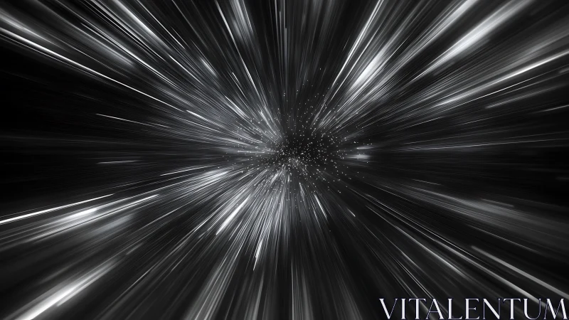 Streaks of cosmic light race toward a glowing starfield heart