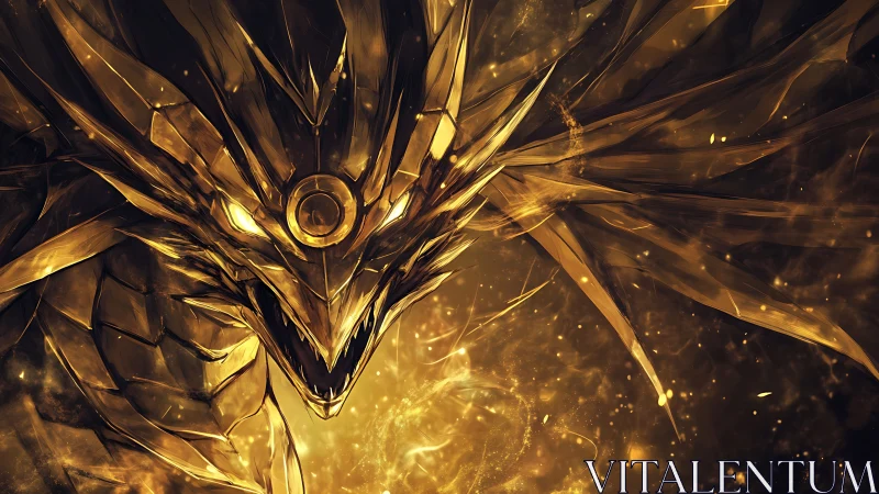 Gleaming Golden Dragon Awakening in a Swirl of Starlight.