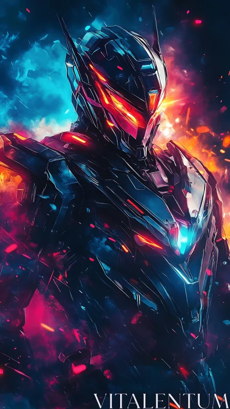 Neon warborn sentinel ignites between frost and starfire