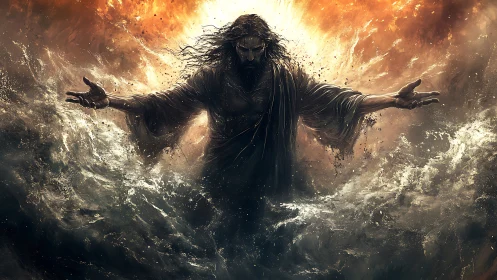 Stormbreaker prophet commands roaring seas and molten sky.