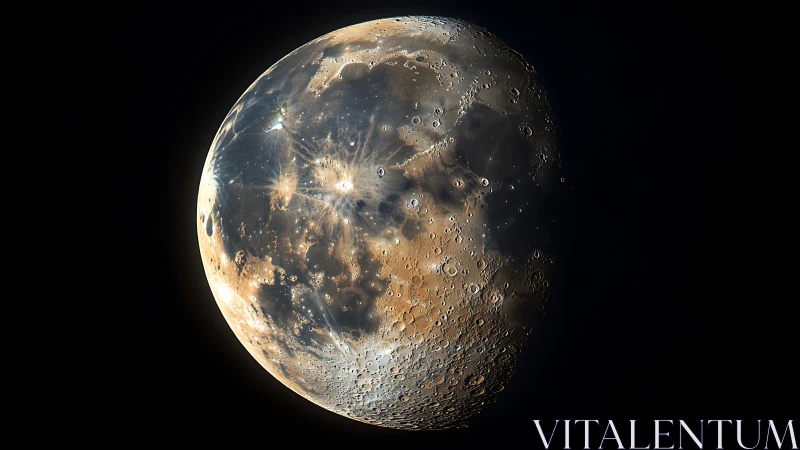 Lunar surface rendered in high contrast detail and color