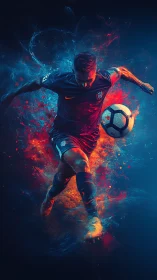 Electric stride of a neon-charged soccer dreamer.