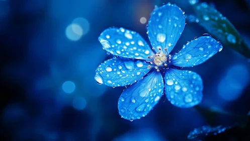Blue Forget-Me-Not Jeweled in Morning Dew.