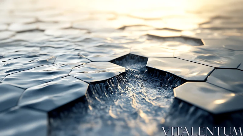 Hexagonal metallic plates deforming over flowing liquid channel