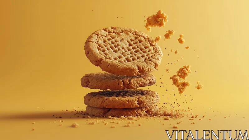 Kinetic cookie stack with high-speed crumb dispersion study.
