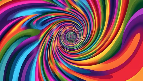 Vivid swirling rainbow vortex with layered abstract curves.