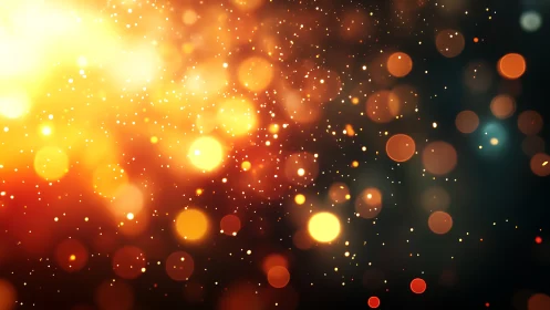 Golden ember lights drift through a dreamy night bloom.