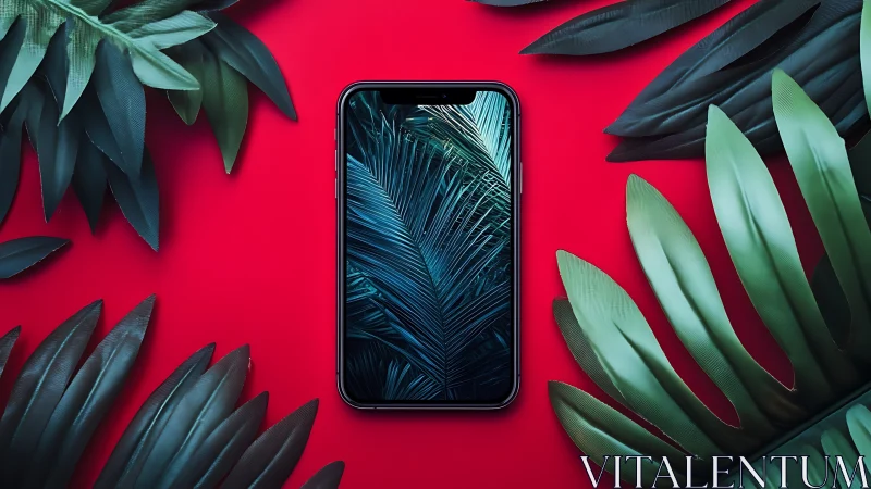 Tropical screen portal glows amid glossy jungle leaves