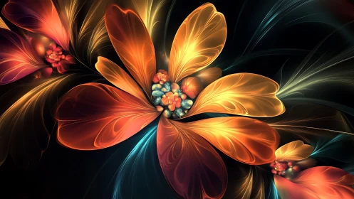 Luminous abstract petals in layered digital floral bloom.