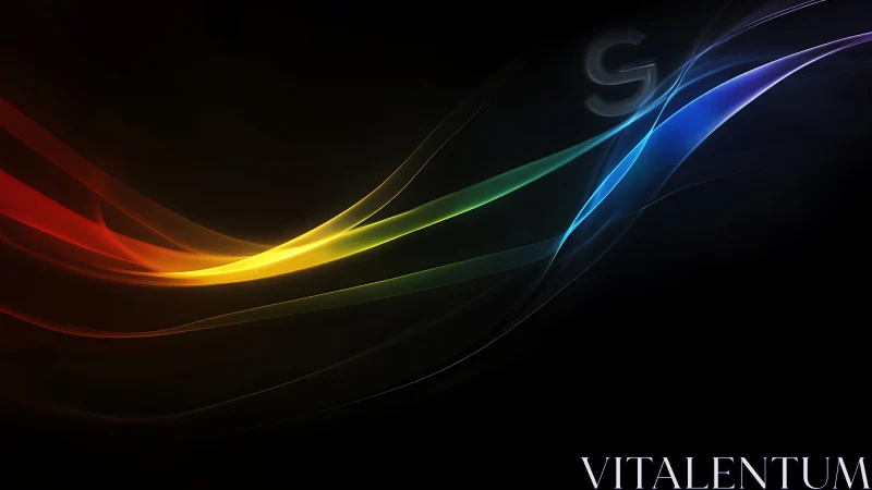 Multicolor light streaks on dark gradient background.