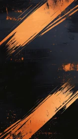 Bold orange paint streaks cut through dark grunge field.