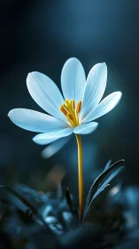 Macro study of blue crocus bloom with luminous backlighting