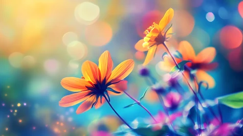 Vibrant Flowers in Soft Bokeh Background.