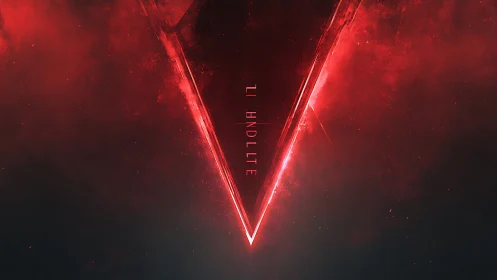 Inverted crimson triangle forms luminous core within dark nebula