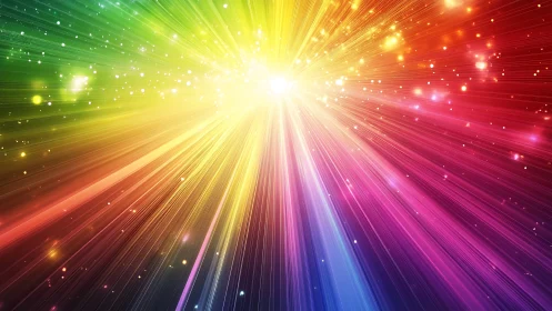 Radial multicolor lightburst uses linear streaks and particle bloom