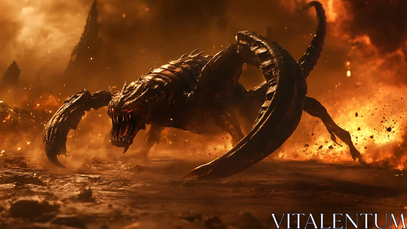 Hellforged titan lunges through molten ash and shattered earth