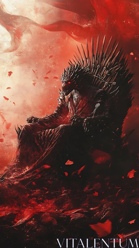Thorn crowned dragon broods upon a blood-forged throne