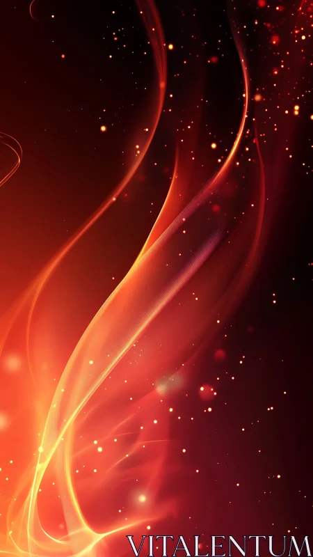 Red and Gold Energy Waves with Particle Light Effects.