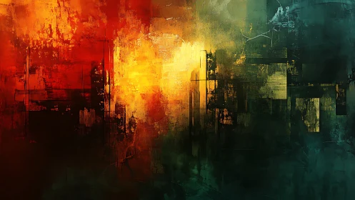 Geometric abstraction in fiery gradient field composition.