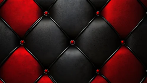 Crimson noir quilt of glossy leather diamonds and studs.