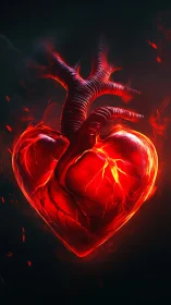 Infernal Anatomical Heart with Demonic Arterial Structure Illuminated.