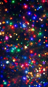 Vibrant multicolor bokeh lights over deep night background.