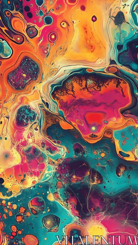 Molten neon cosmos flows through swirling abstract space.