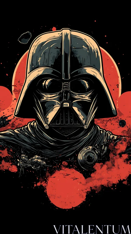 High-contrast vector portrait of masked sci-fi villain silhouette