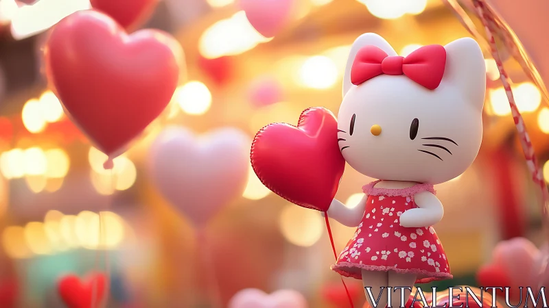 Kitty's Crimson Dream: A Heart-Shaped Adventure.