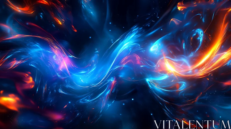 Galactic river of neon fire colliding in midnight silence.