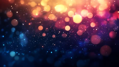 Defocused multicolor bokeh field with warm gradient light spread