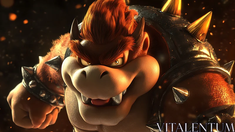 Fiery spiked brute charging into a playful showdown.